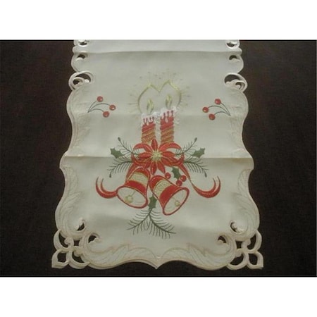 Fastfood FQ31875-1436 14 x 36 in. Embroidered Christmas Candles Cutwork Table Runner FA2570288